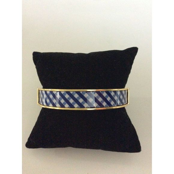 Talbots Gold Blue Magnetic Bangle Hinged Bracelet - Picture 2 of 5